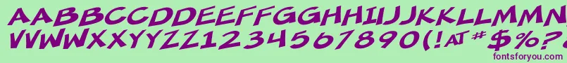 Шрифт SfMincedMeatExtendedOblique – фиолетовые шрифты на зелёном фоне