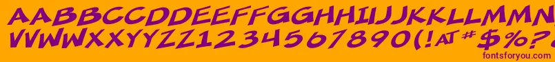SfMincedMeatExtendedOblique-fontti – violetit fontit oranssilla taustalla