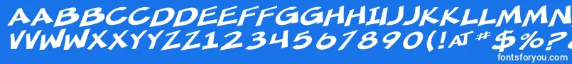 SfMincedMeatExtendedOblique-Schriftart – Weiße Schriften auf blauem Hintergrund
