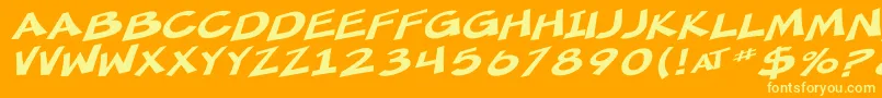 Fonte SfMincedMeatExtendedOblique – fontes amarelas em um fundo laranja