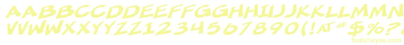 Fonte SfMincedMeatExtendedOblique – fontes amarelas em um fundo branco