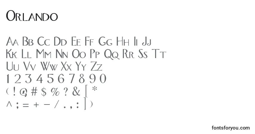 Шрифт Orlando – алфавит, цифры, специальные символы