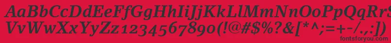 LinoletterBoldItalicOldstyleFigures Font – Black Fonts on Red Background