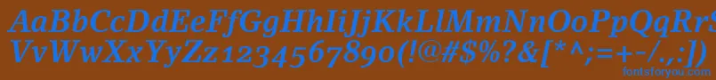 LinoletterBoldItalicOldstyleFigures Font – Blue Fonts on Brown Background