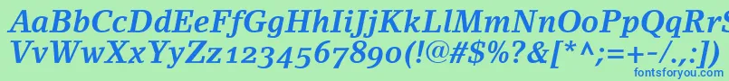LinoletterBoldItalicOldstyleFigures Font – Blue Fonts on Green Background