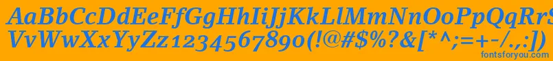 LinoletterBoldItalicOldstyleFigures Font – Blue Fonts on Orange Background