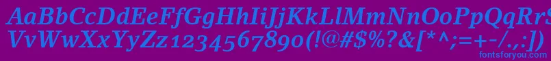 LinoletterBoldItalicOldstyleFigures Font – Blue Fonts on Purple Background