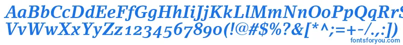 LinoletterBoldItalicOldstyleFigures Font – Blue Fonts on White Background