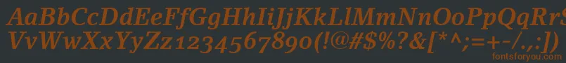 LinoletterBoldItalicOldstyleFigures Font – Brown Fonts on Black Background