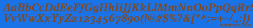 LinoletterBoldItalicOldstyleFigures Font – Brown Fonts on Blue Background