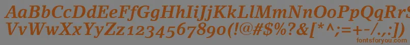 LinoletterBoldItalicOldstyleFigures-Schriftart – Braune Schriften auf grauem Hintergrund