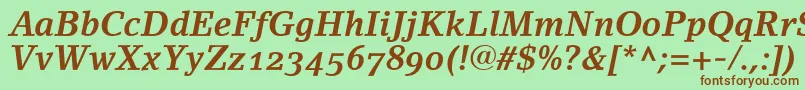 LinoletterBoldItalicOldstyleFigures Font – Brown Fonts on Green Background
