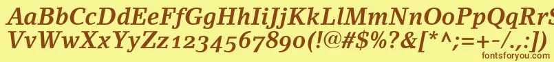 LinoletterBoldItalicOldstyleFigures Font – Brown Fonts on Yellow Background