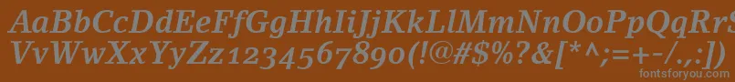LinoletterBoldItalicOldstyleFigures Font – Gray Fonts on Brown Background