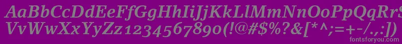 LinoletterBoldItalicOldstyleFigures Font – Gray Fonts on Purple Background