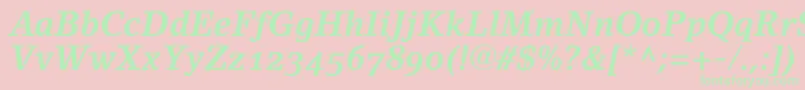 LinoletterBoldItalicOldstyleFigures Font – Green Fonts on Pink Background