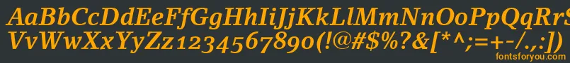 LinoletterBoldItalicOldstyleFigures Font – Orange Fonts on Black Background