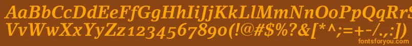 LinoletterBoldItalicOldstyleFigures Font – Orange Fonts on Brown Background