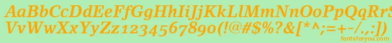 LinoletterBoldItalicOldstyleFigures Font – Orange Fonts on Green Background