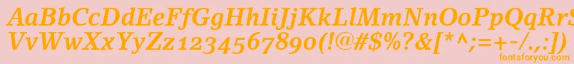 LinoletterBoldItalicOldstyleFigures Font – Orange Fonts on Pink Background
