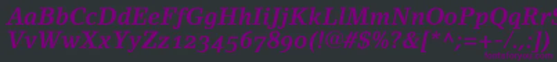 フォントLinoletterBoldItalicOldstyleFigures – 黒い背景に紫のフォント