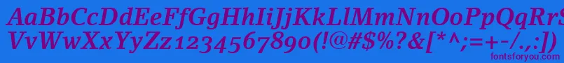 LinoletterBoldItalicOldstyleFigures Font – Purple Fonts on Blue Background