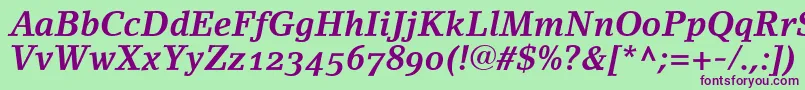 LinoletterBoldItalicOldstyleFigures Font – Purple Fonts on Green Background