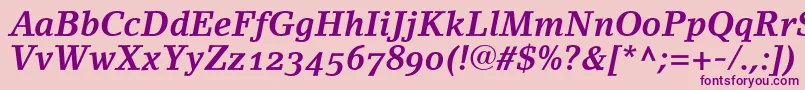 LinoletterBoldItalicOldstyleFigures Font – Purple Fonts on Pink Background