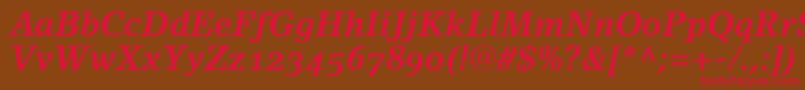 LinoletterBoldItalicOldstyleFigures-Schriftart – Rote Schriften auf braunem Hintergrund