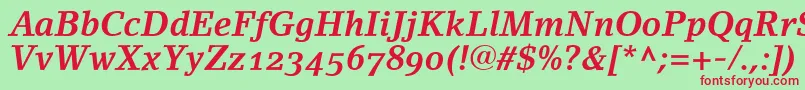 LinoletterBoldItalicOldstyleFigures Font – Red Fonts on Green Background