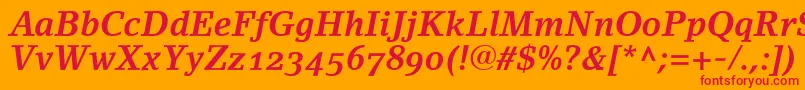 LinoletterBoldItalicOldstyleFigures Font – Red Fonts on Orange Background