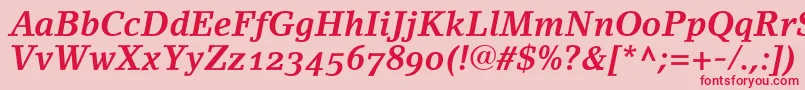 LinoletterBoldItalicOldstyleFigures Font – Red Fonts on Pink Background