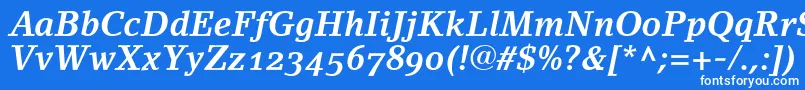 LinoletterBoldItalicOldstyleFigures Font – White Fonts on Blue Background