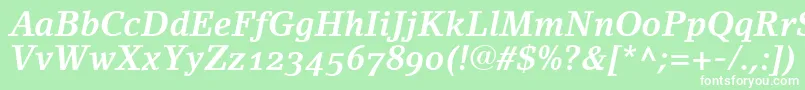 LinoletterBoldItalicOldstyleFigures Font – White Fonts on Green Background