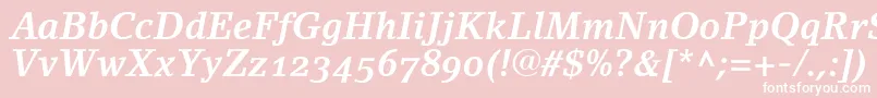 LinoletterBoldItalicOldstyleFigures Font – White Fonts on Pink Background