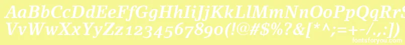 LinoletterBoldItalicOldstyleFigures Font – White Fonts on Yellow Background