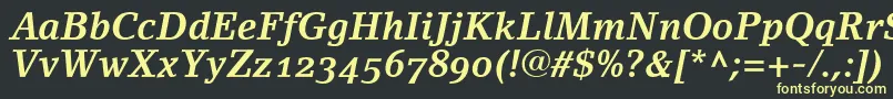 LinoletterBoldItalicOldstyleFigures Font – Yellow Fonts on Black Background