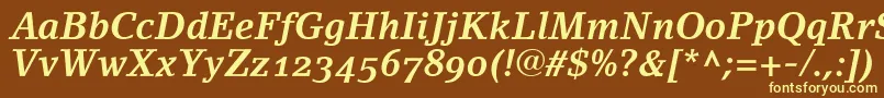 LinoletterBoldItalicOldstyleFigures Font – Yellow Fonts on Brown Background