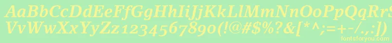 LinoletterBoldItalicOldstyleFigures Font – Yellow Fonts on Green Background
