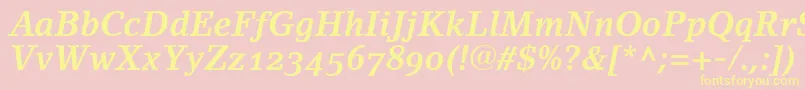 LinoletterBoldItalicOldstyleFigures Font – Yellow Fonts on Pink Background