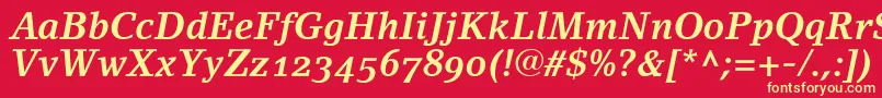 LinoletterBoldItalicOldstyleFigures Font – Yellow Fonts on Red Background