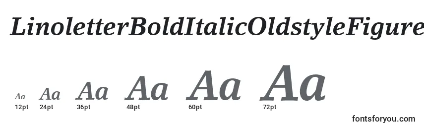 Размеры шрифта LinoletterBoldItalicOldstyleFigures