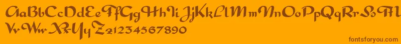 Czcionka InterditeScript – brązowe czcionki na pomarańczowym tle