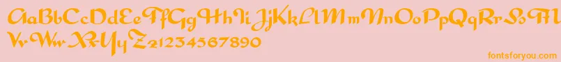 InterditeScript-Schriftart – Orangefarbene Schriften auf rosa Hintergrund