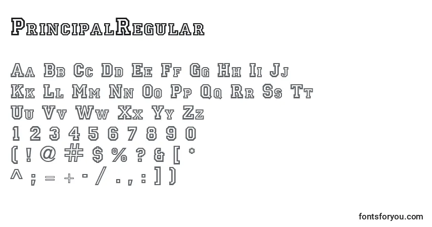 Шрифт PrincipalRegular – алфавит, цифры, специальные символы