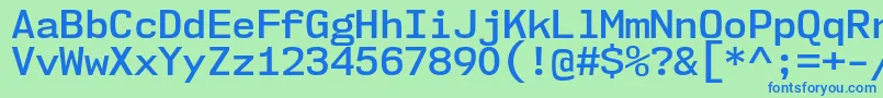 Nk57MonospaceNoSb-fontti – siniset fontit vihreällä taustalla