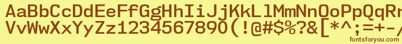 フォントNk57MonospaceNoSb – 茶色の文字が黄色の背景にあります。