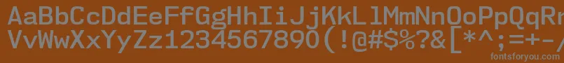 Nk57MonospaceNoSb-fontti – harmaat kirjasimet ruskealla taustalla