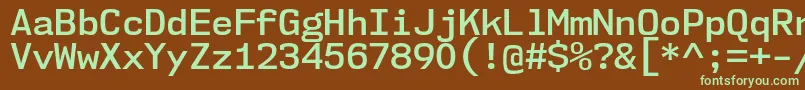 Nk57MonospaceNoSb-Schriftart – Grüne Schriften auf braunem Hintergrund
