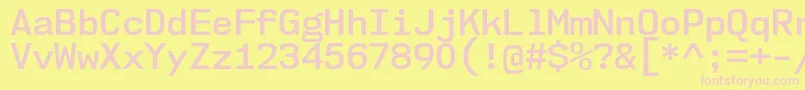 Nk57MonospaceNoSb-Schriftart – Rosa Schriften auf gelbem Hintergrund